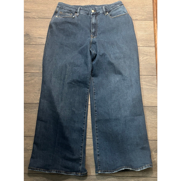 Good American Good Skate High Rise Wide Leg Jeans Medium Wash Size 14/16 - Picture 4 of 11